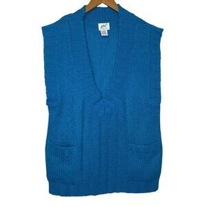 VTG Koret City Blues Wool Blend Cozy Grandpa Pull On Sweater Vest Medium Retro